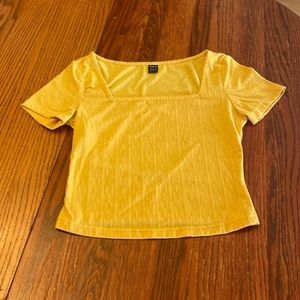 SHEIN Yellow Weave Knit Square Neck Top XS